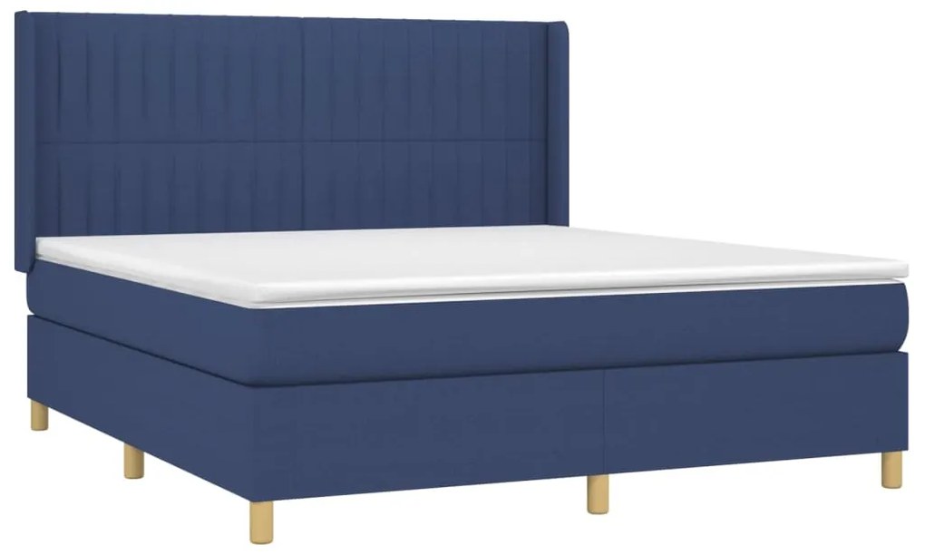 vidaXL Κρεβάτι Boxspring με Στρώμα Μπλε 180x200 εκ. Υφασμάτινο