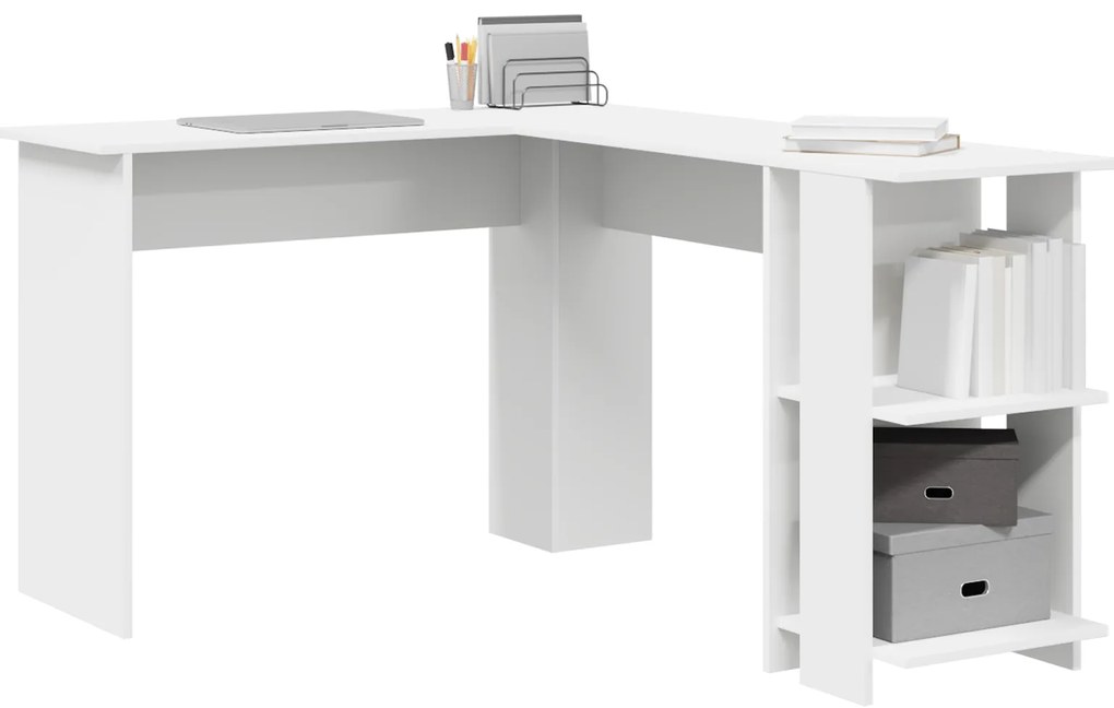 vidaXL Γωνιακό Γραφείο με Αποθήκη, Λευκό 140x113,5x75εκ