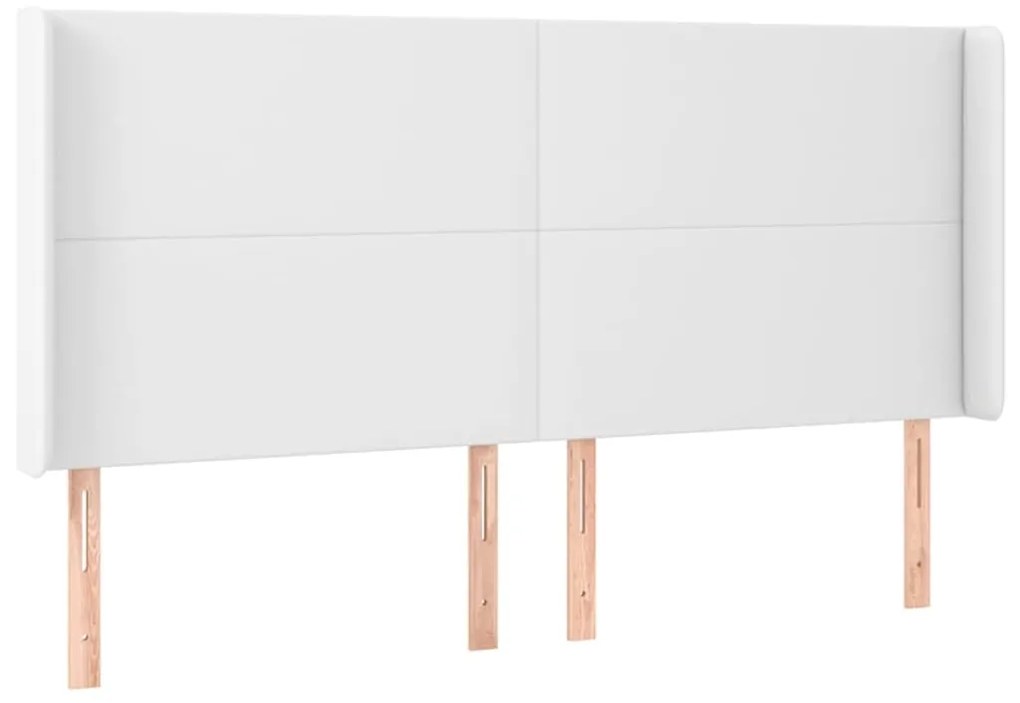 Κεφαλάρι με Πτερύγια Λευκό 203x23x118/128 εκ. Συνθ. Δέρμα 3117785