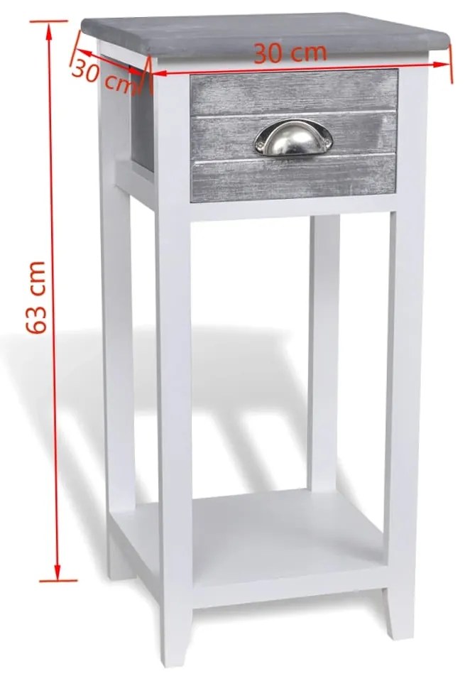 vidaXL Κομοδίνο με 1 Συρτάρι Γκρι / Λευκό
