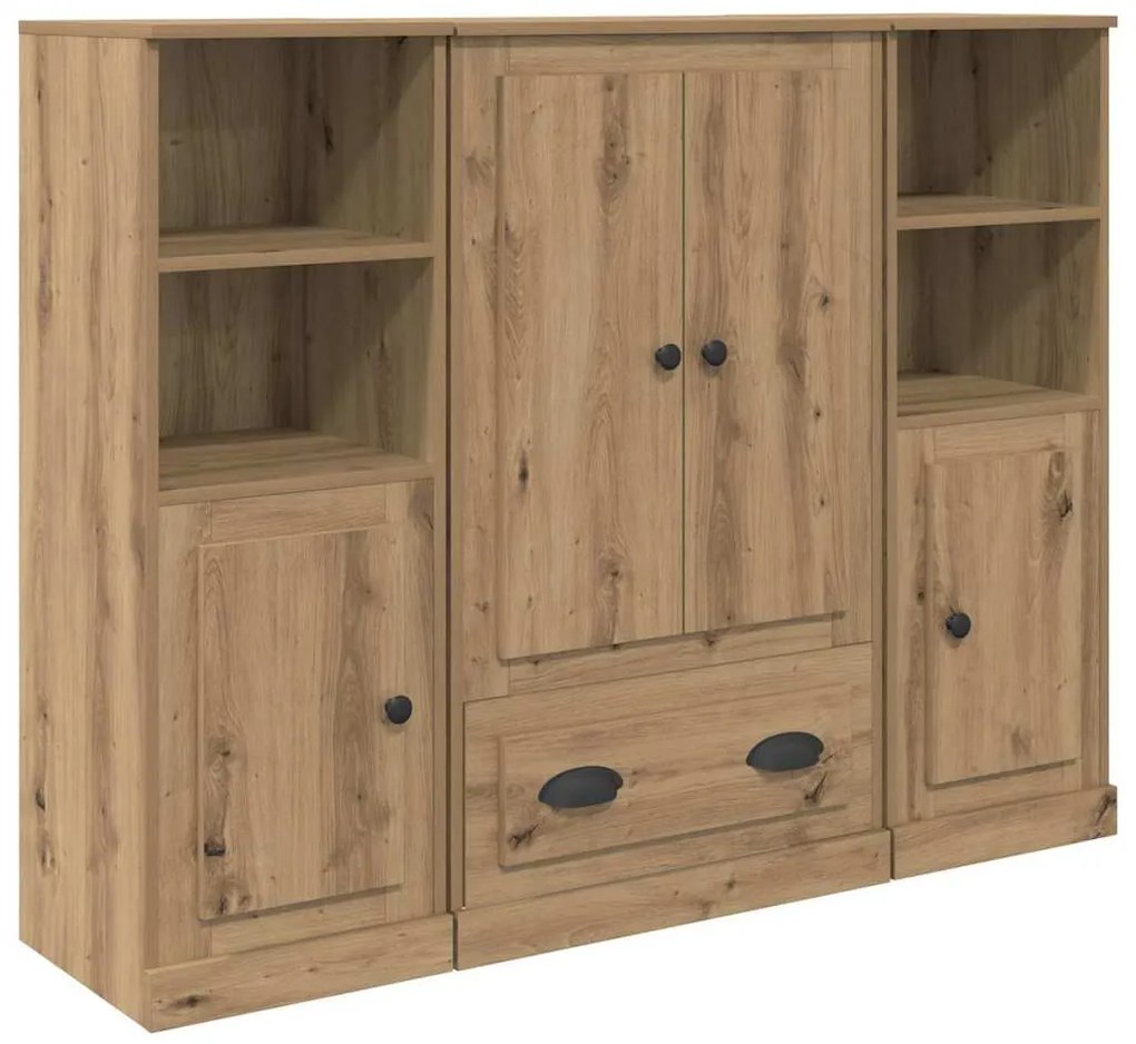 vidaXL Highboard με συρτάρι 3 pcs Artisan Oak Επεξεργασμένο ξύλο