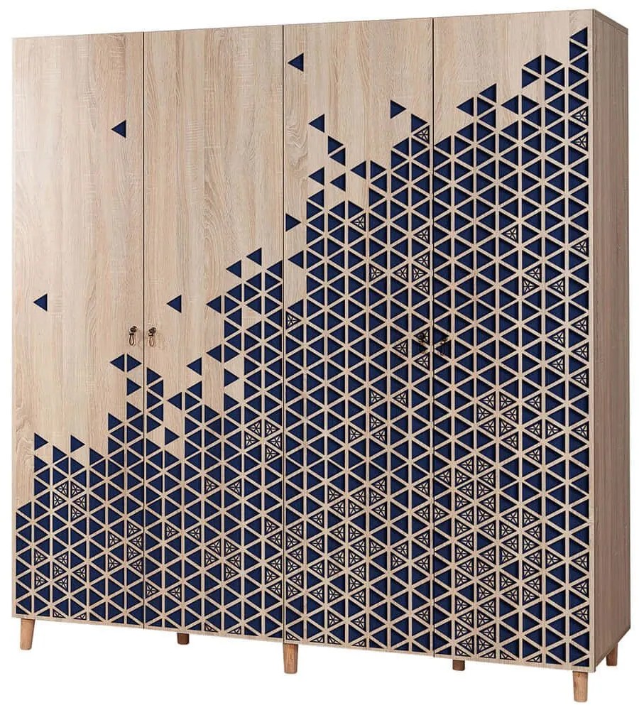 Ντουλάπα Τετράφυλλη Ιmaj 863SPH4223 180x52x192cm Oak-Blue Four Door
