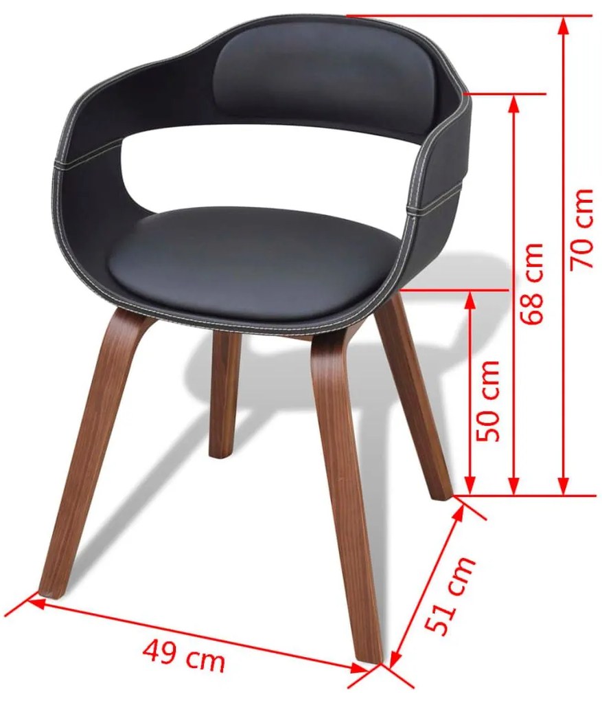 Καρέκλες Τραπεζαρίας 4 τεμ. Μαύρες Λυγισμ. Ξύλο/Συνθετικό Δέρμα - Μαύρο