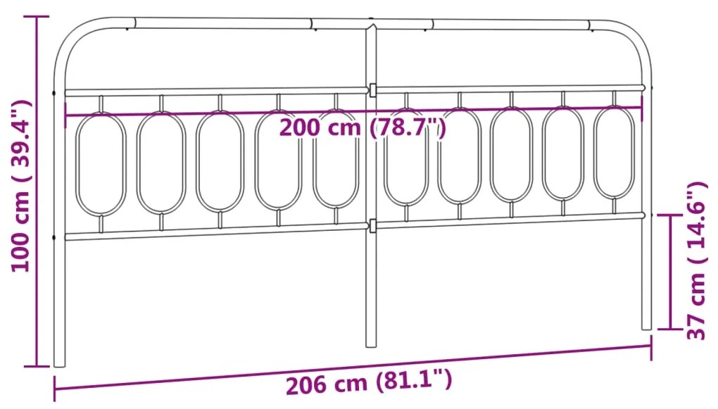 vidaXL Κεφαλάρι Λευκό 200 εκ. Μεταλλικό