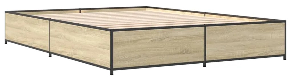 vidaXL Πλαίσιο Κρεβατιού Sonoma Δρυς 120x190 εκ. Επεξ. Ξύλο & Μέταλλο