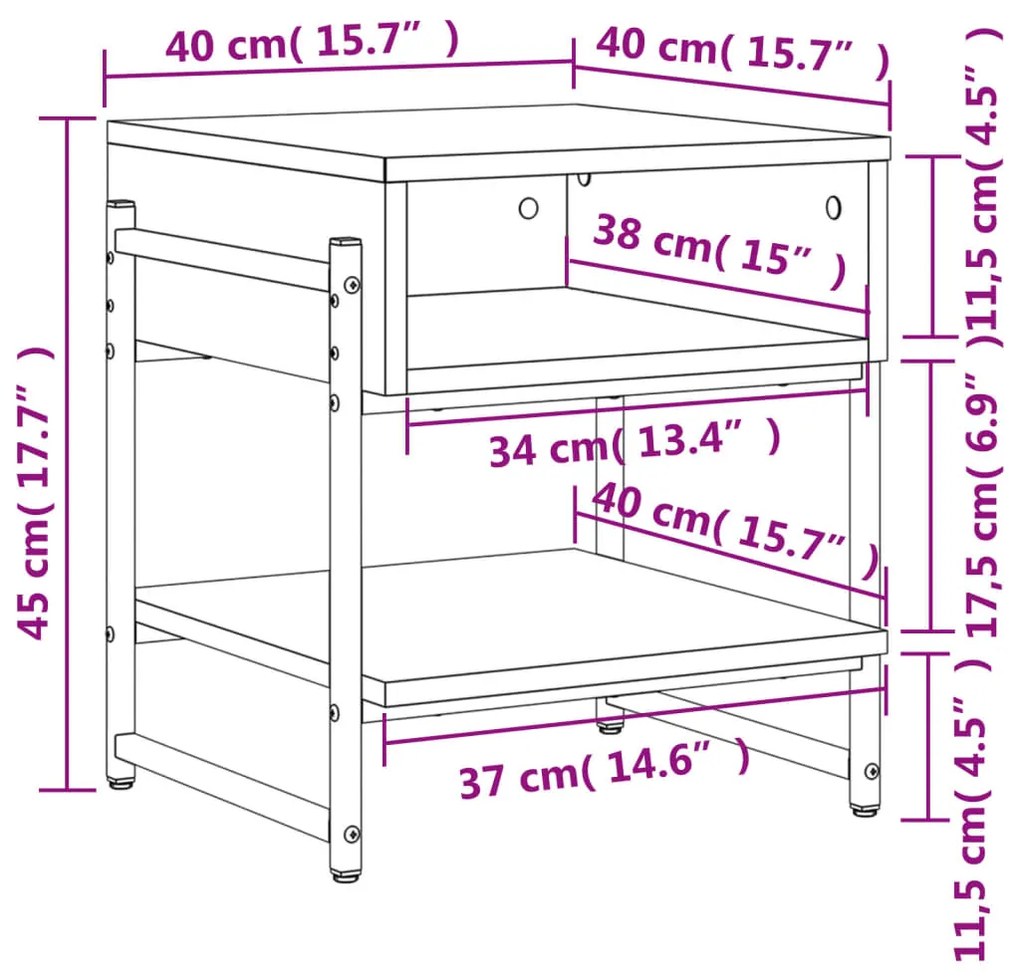 Τραπεζάκι Σαλονιού Καφέ Δρυς 40x40x45 εκ. Επεξεργασμ. Ξύλο - Καφέ