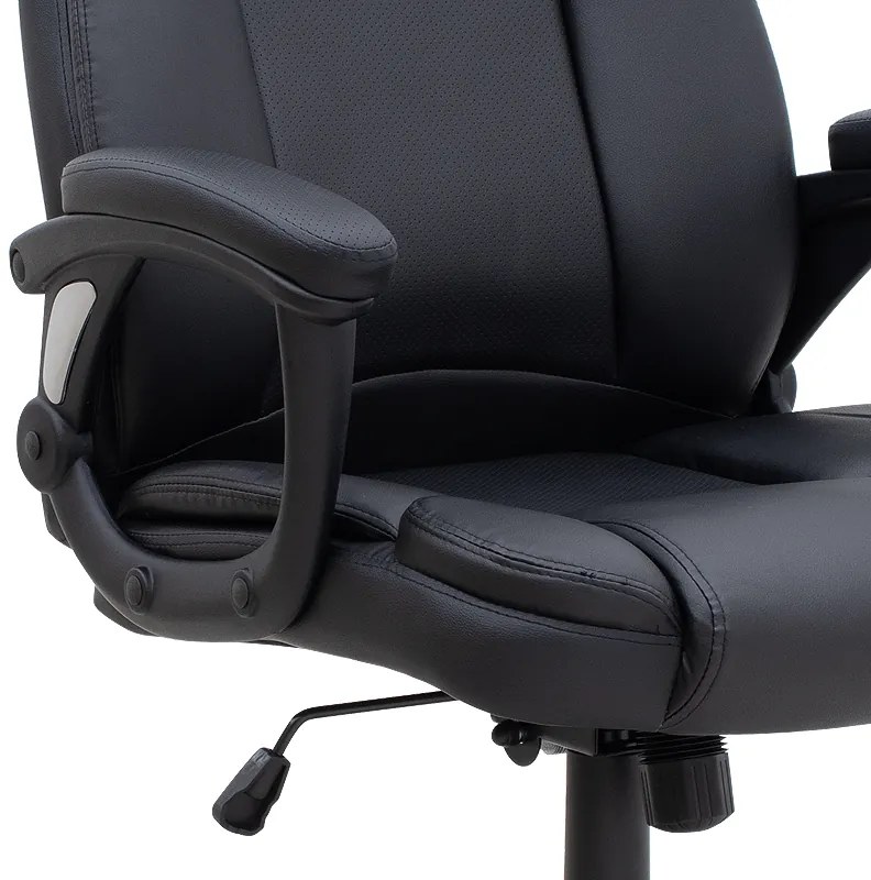 Καρέκλα γραφείου διευθυντική Morgan Megapap από τεχνόδερμα χρώμα μαύρο 67x65x112/122εκ.