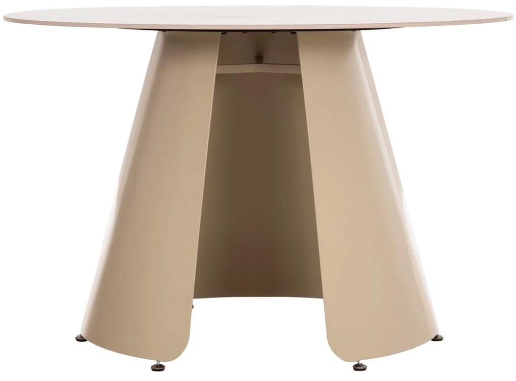 Τραπέζι Τραπεζαρίας SEDAR Στρογγυλό Κεραμικό Τop και Κρέμ Μεταλλικά πόδια Φ120x78Υεκ. 120x120x78 εκ.