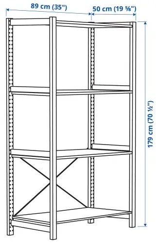 IVAR 1 μονάδα/ράφια, 89x50x179 cm 794.070.54