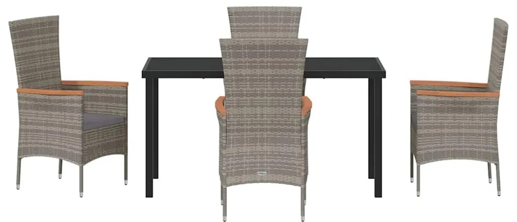 vidaXL Σέτ φαγητού για κήπο 5 pcs Γκρι Χάλυβας με επίστρωση πούδρας