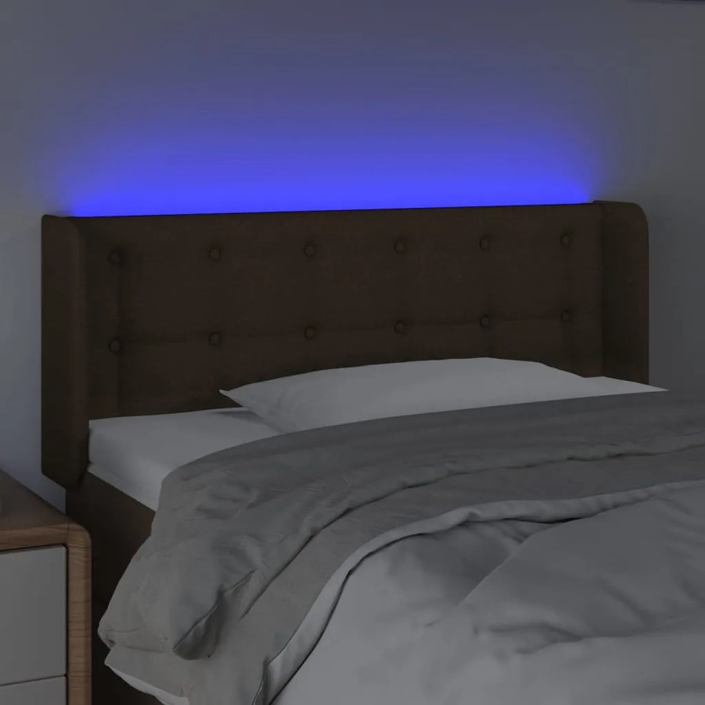 vidaXL Κεφαλάρι Κρεβατιού LED Σκούρο Καφέ 83x16x78/88 εκ. Υφασμάτινο