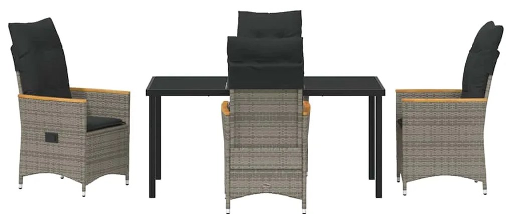 vidaXL Σέτ φαγητού για κήπο με μαξιλάρι 5 pcs Γκρι συνθετικό ρατάν