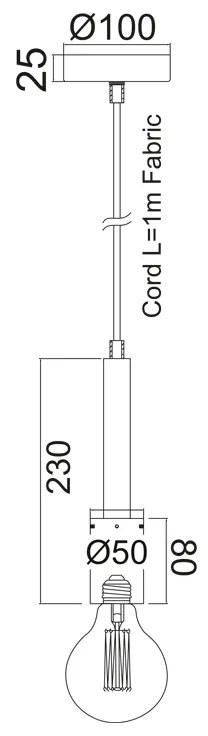 ΚΡΕΜΑΣΤΟ ΜΕΤΑΛΛΙΚΟ ΑΣΠΡΟ 1ΧE27 PRIMO - KS2084P51SWH - KS2084P51SWH