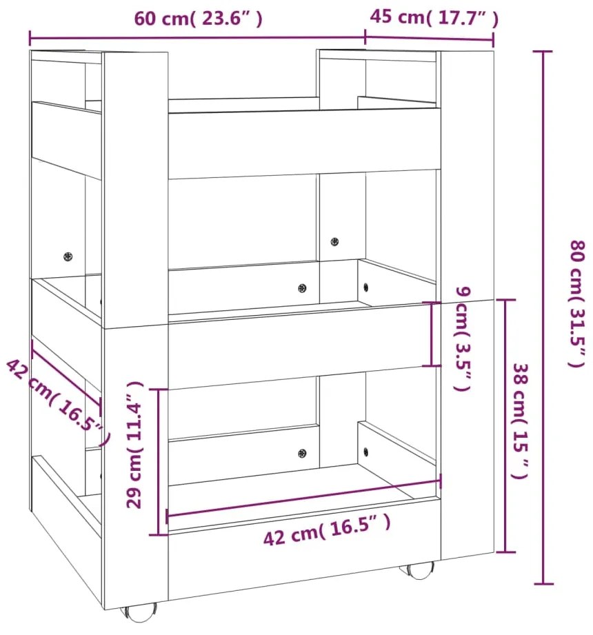 ΤΡΟΛΕΪ ΚΟΥΖΙΝΑΣ SONOMA ΔΡΥΣ 60X45X80 ΕΚ. ΑΠΟ ΕΠΕΞΕΡΓΑΣΜΕΝΟ ΞΥΛΟ 816819