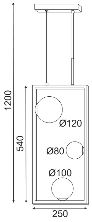 ΚΡΕΜΑΣΤΟ ΦΩΤΙΣΤΙΚΟ 3xG9 QUADRO ΜΑΥΡΟ ΜΕΤ/ΚΟ +ΛΕΥΚΟ ΓΥΑΛΙ 25Χ12Χ120CM - OD91253PB - OD91253PB