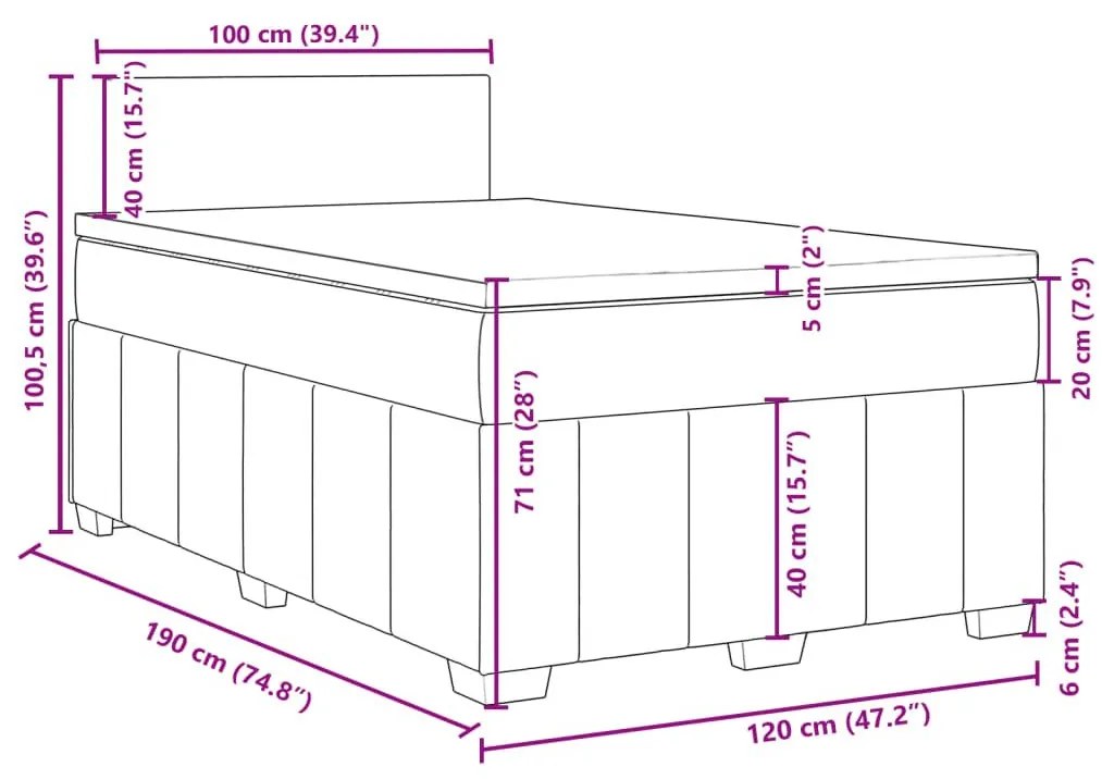 Κρεβάτι Boxspring με Στρώμα Taupe 120x190 εκ. Υφασμάτινο - Μπεζ-Γκρι