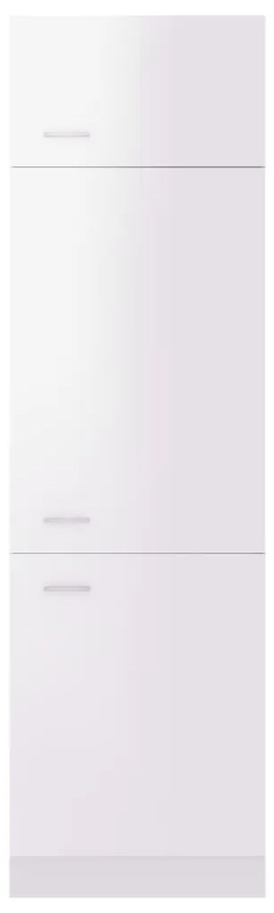 Ντουλάπι Ψυγείου Γυαλιστερό Λευκό 60x57x207 εκ. Επεξ. Ξύλο - Λευκό