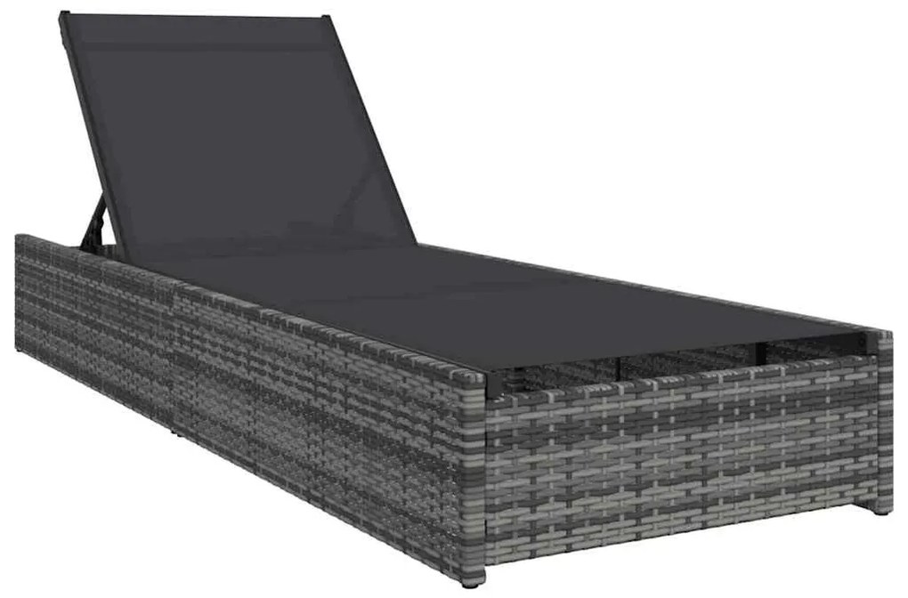 vidaXL Ξαπλώστρα με μαξιλάρι Γκρι 60 x 200 x 27εκ συνθετικό ρατάν