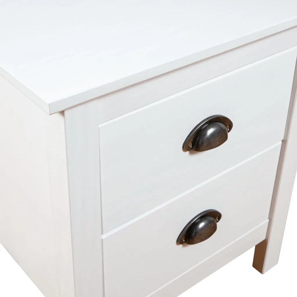 vidaXL Κομοδίνα Hill 2 Τεμ. Λευκά 46x35x49,5 εκ. από Μασίφ Ξύλο Πεύκου