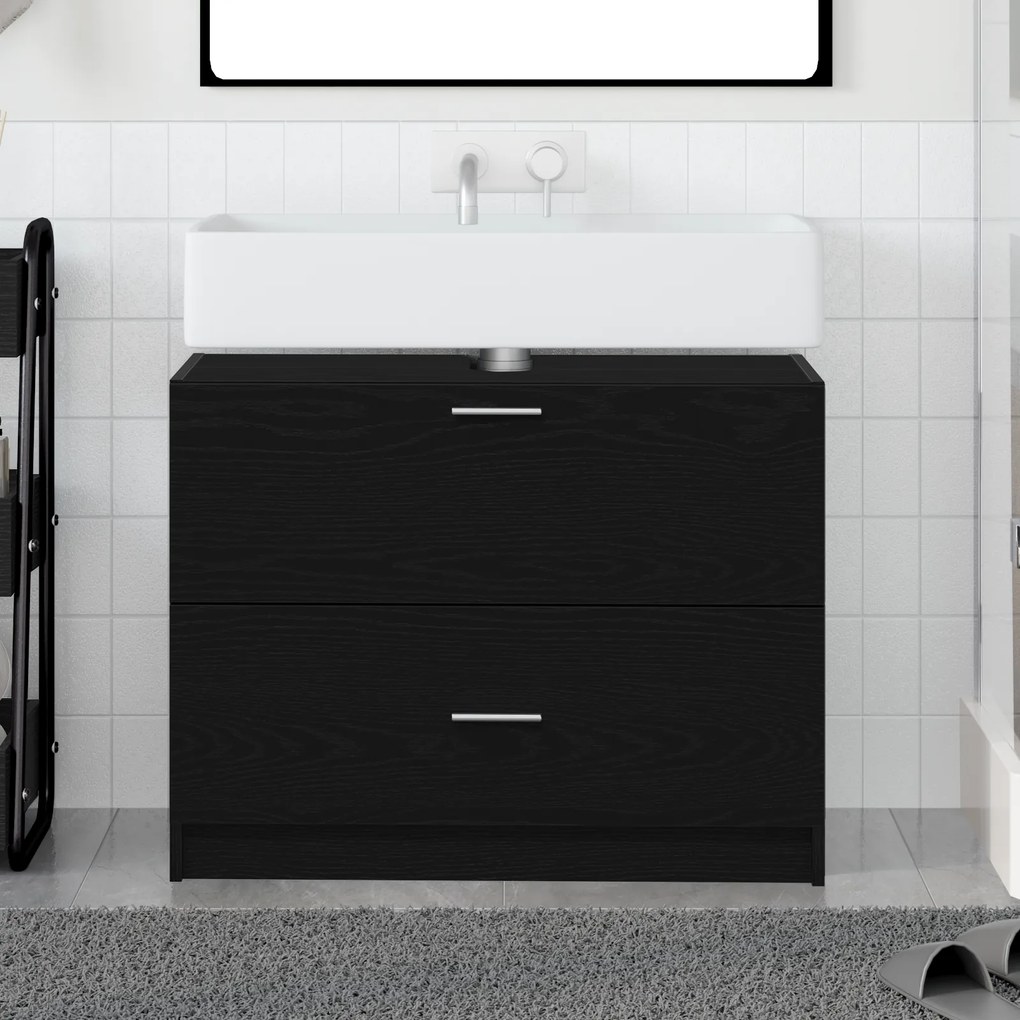 vidaXL Ντουλάπα Νιπτήρα Μαύρη Δρύς 78x37x59 εκ Επεξεργασμένο Ξύλο