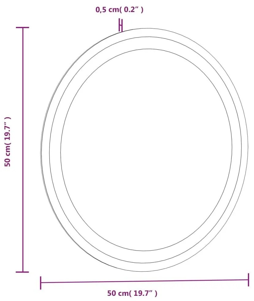 Καθρέφτης Μπάνιου LED Στρογγυλός 50 εκ. - Διαφανές