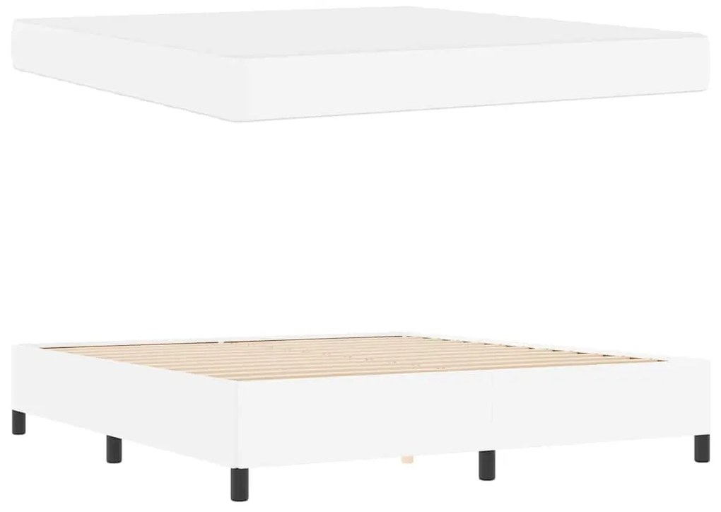 vidaXL Σκελετός κρεβατιού με στρώμα Λευκό 180 x 200 cm Τεχνητό δέρμα