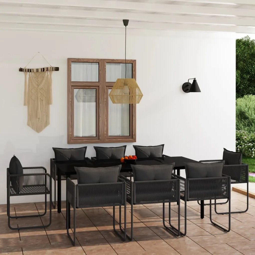 vidaXL Σετ Τραπεζαρίας Κήπου 9 Τεμαχίων Μαύρο