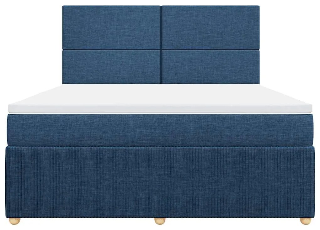 vidaXL Κρεβάτι Boxspring με Στρώμα Μπλε 180x200 εκ. Υφασμάτινο