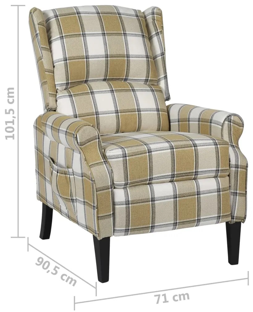 vidaXL Πολυθρόνα Ανακλινόμενη Πράσινη Υφασμάτινη