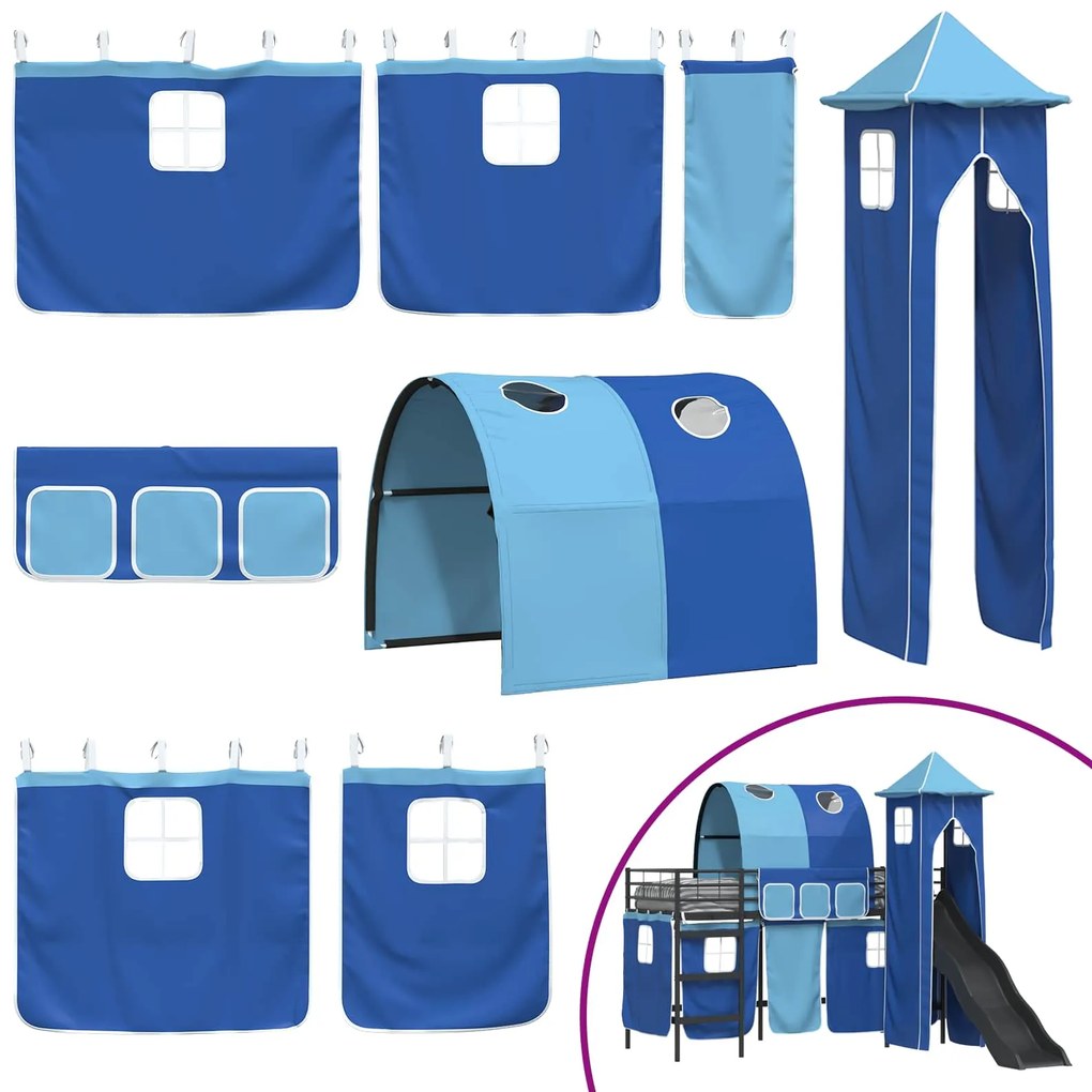 vidaXL Μαύρο και μπλε 90 x 190 cm