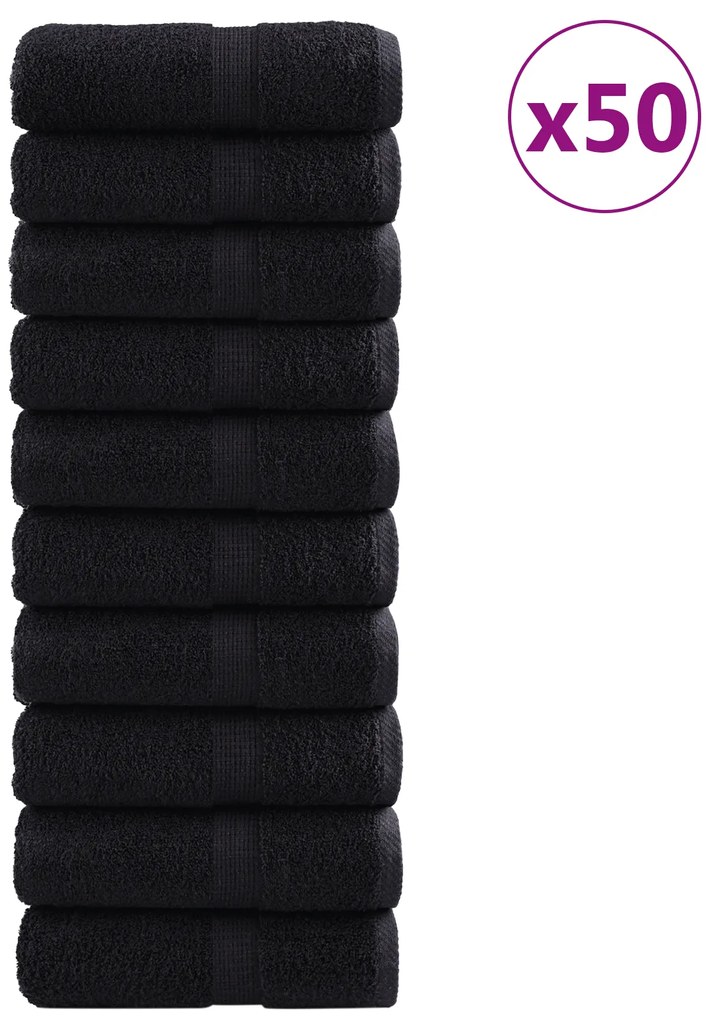 vidaXL Premium Soap Towels "SOLUND" 50 τεμ Μαύρο 30x30 εκ 550 γρ.
