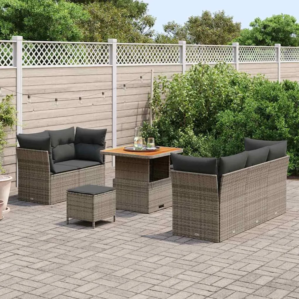 vidaXL Σετ Καναπέ Κήπου 8 pcs Γκρι συνθετικό ρατάν