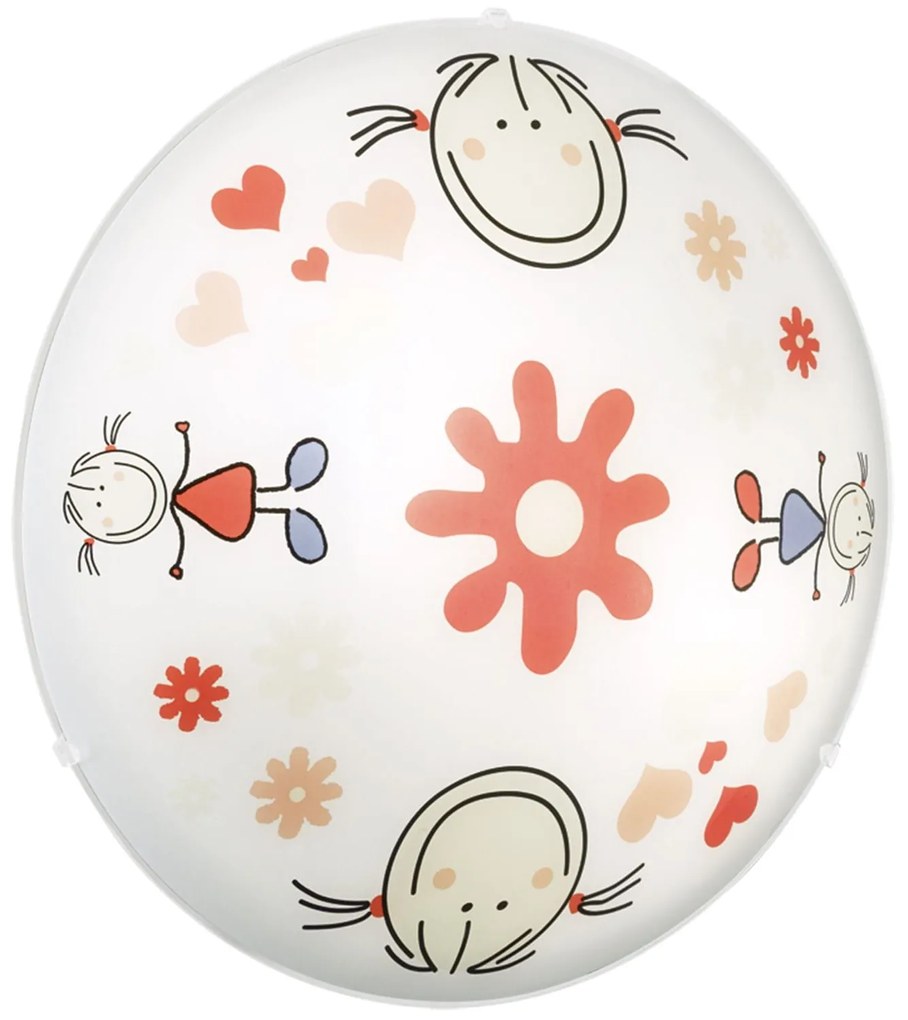 Φωτιστικό Οροφής Junior 2 88973 White-Pink Eglo Metal, Glass