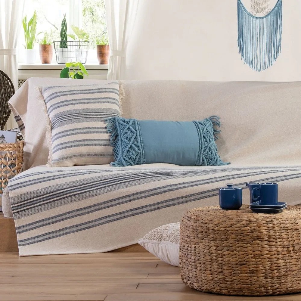 Ριχτάρι Miles White-Blue Nef-Nef Three-Seater 180x300cm 100% Βαμβάκι