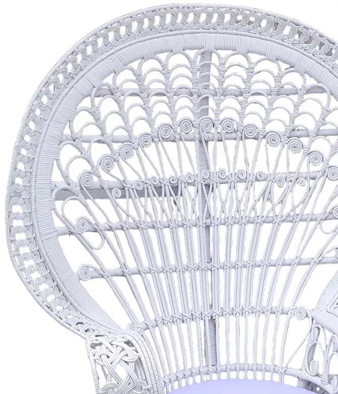 Πολυθρόνα Dorothy Inart με λευκό μαξιλάρι-λευκό rattan 115x57x150εκ