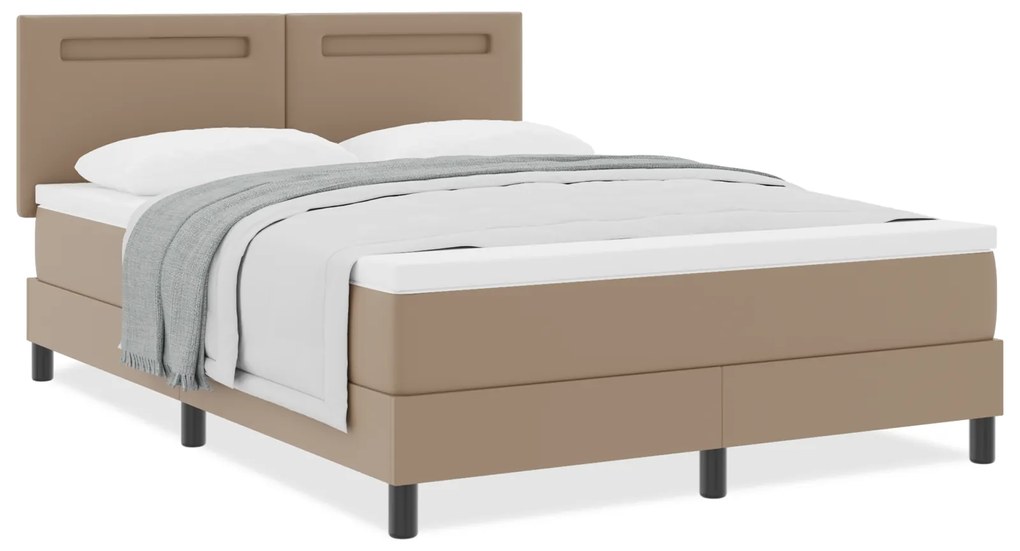 vidaXL Κρεβάτι Box Spring με Στρώμα σε Καπουτσίνο - 140 x 200 εκ, Συνθετικό Δέρμα.