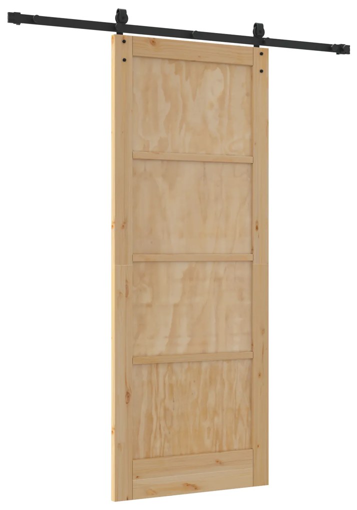 vidaXL Συρόμενη Πόρτα με Σετ Εξαρτημάτων 83x211 cm Συμπαγές Ξύλο Πεύκου