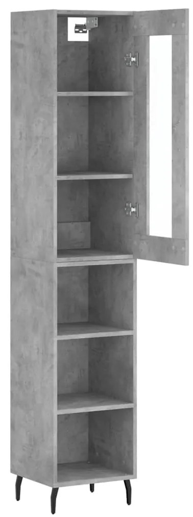 vidaXL Ντουλάπι Γκρι Σκυροδέματος 34,5x34x180 εκ. Επεξεργασμένο Ξύλο