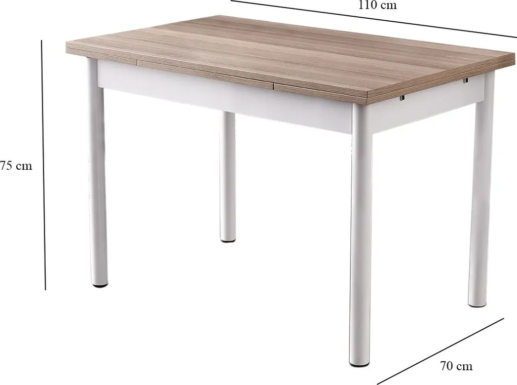 Τραπέζι Επεκτεινόμενο Δρυς / Λευκό DIGUN 110x70x75