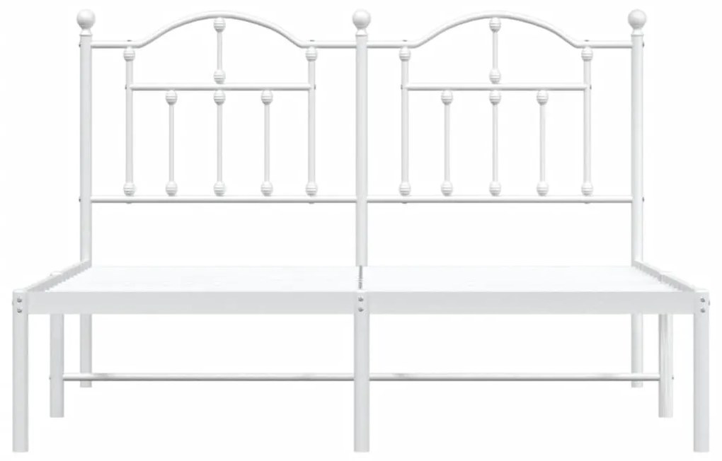 vidaXL Πλαίσιο Κρεβατιού με Κεφαλάρι Λευκό 140x190 εκ. Μεταλλικό