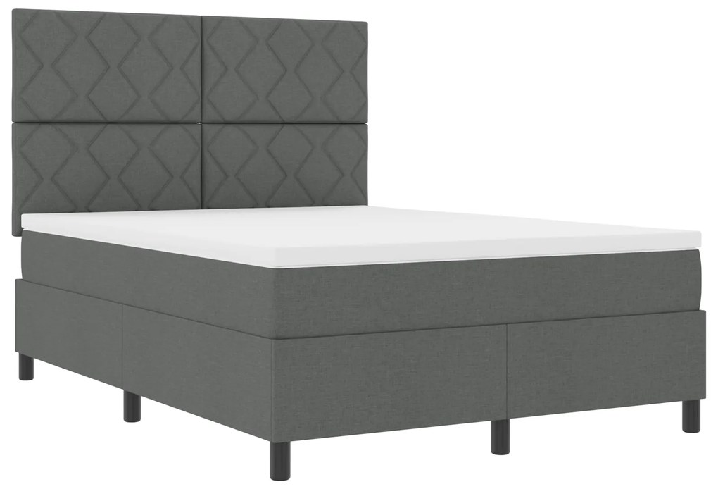 vidaXL Κρεβάτι Box Spring με Στρώμα Σκούρο Γκρι 140x200 εκ Υφασμάτινο