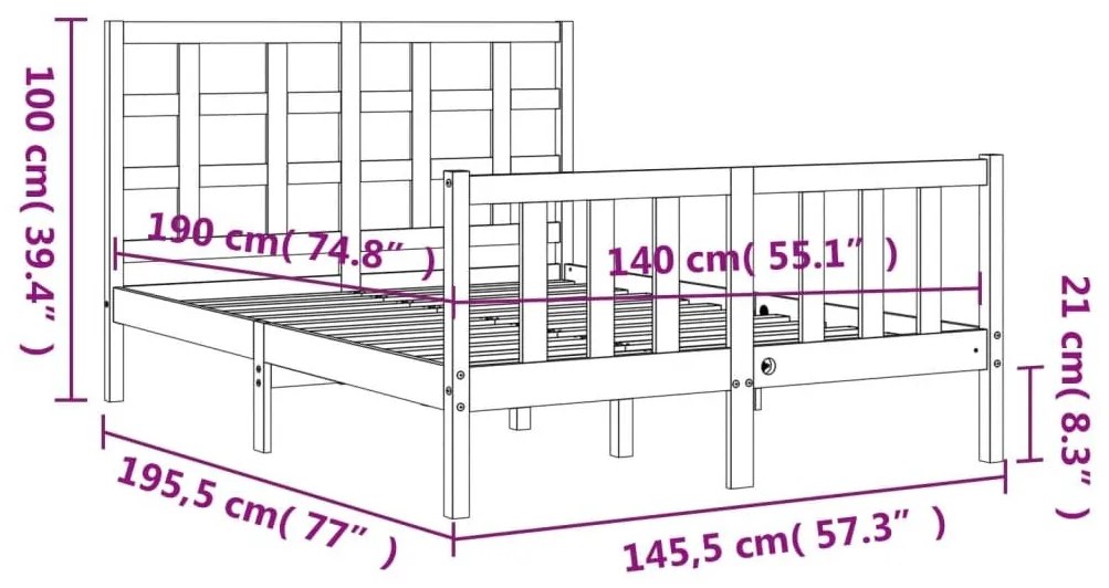 Σκελετός Κρεβ. Χωρίς Στρώμα Λευκό 140x190 εκ Μασίφ Πεύκο - Λευκό