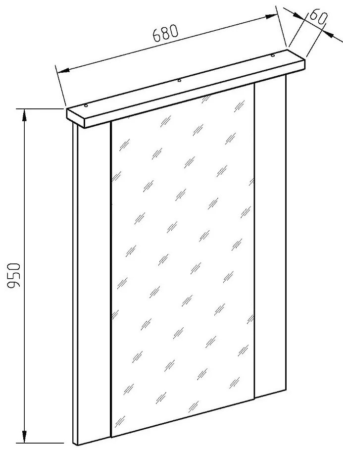 VINCENT Καθρέπτης Τοίχου με Oak Endgray Untreatad / Dark Concrete Ξύλινο Πλαίσιο 68x95cm