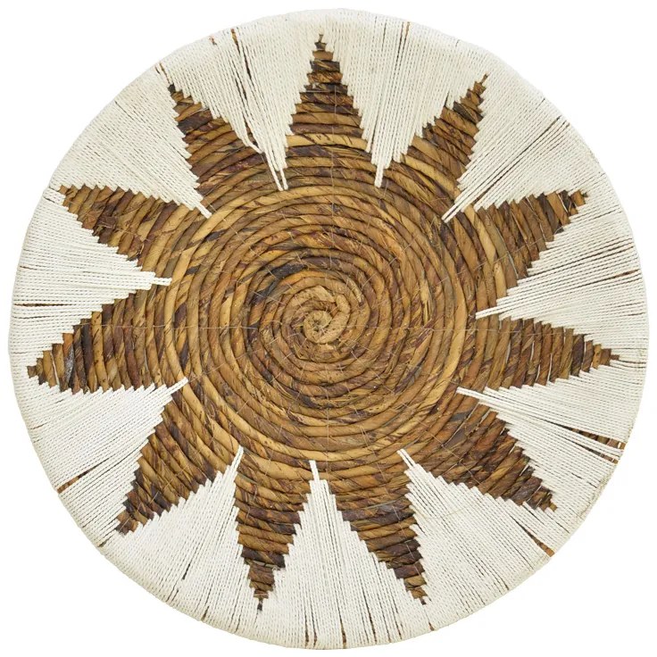 Διακοσμητικό τοίχου Circy Inart σετ 3 τεμ ψάθα σε λευκή-μπεζ απόχρωση