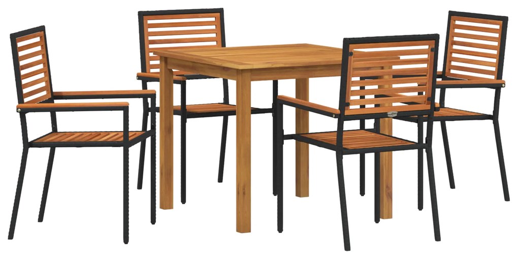 vidaXL Σετ Τραπεζαρίας Κήπου 5 pcs Μαύρο 85 x 85 x 74 cm