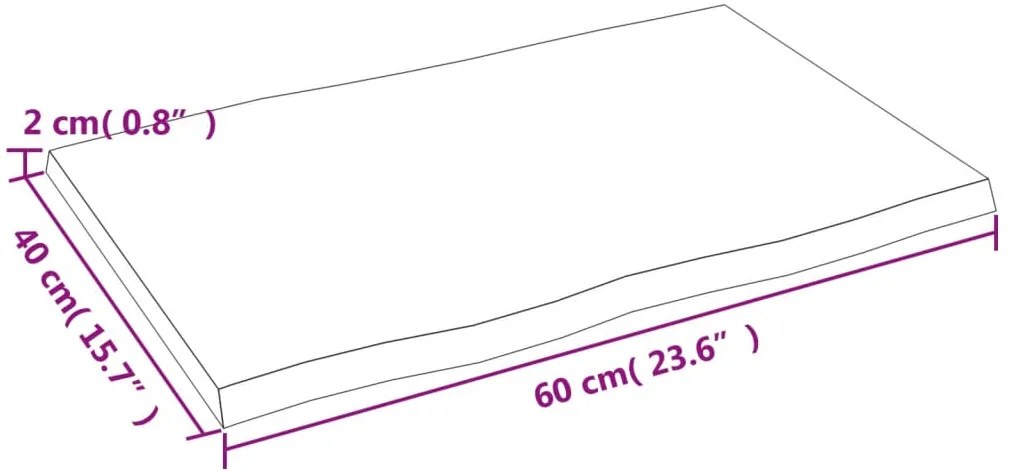 vidaXL Επιφ Τραπεζιού Σκ Καφέ 60x40x2εκ. Επ Μασίφ Ξύλο Δρυός Live Edge