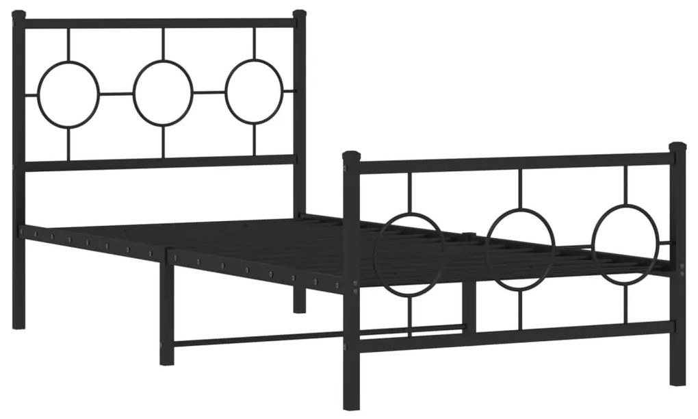vidaXL Πλαίσιο Κρεβατιού με Κεφαλάρι&Ποδαρικό Μαύρο 90x200 εκ. Μέταλλο