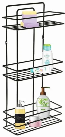 Ραφιέρα μπάνιου Perilla μεταλλική μαύρο 27x12x54εκ. PER71308-PER71308-Μαύρο PER71308