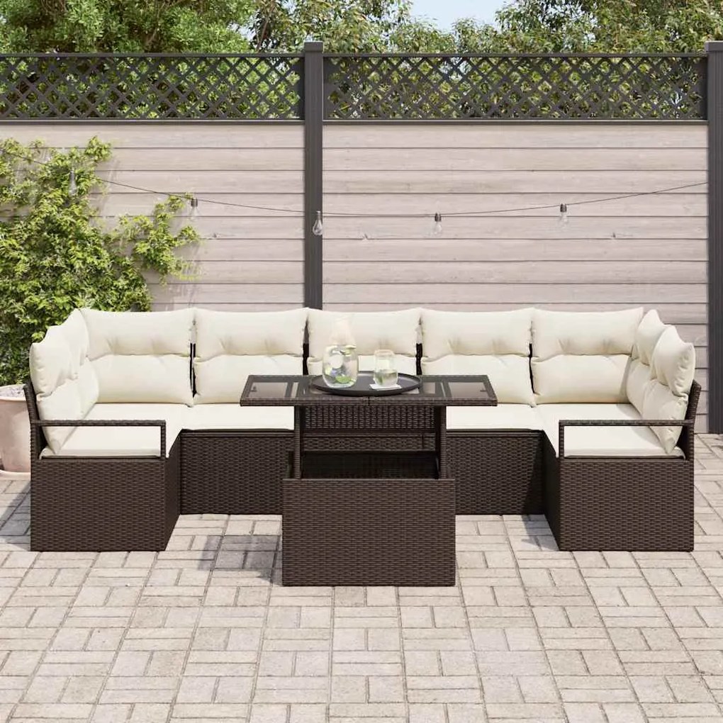vidaXL Σετ Καναπέ Κήπου 8 pcs Καφέ και κρεμ 100 x 55 x 73 εκ
