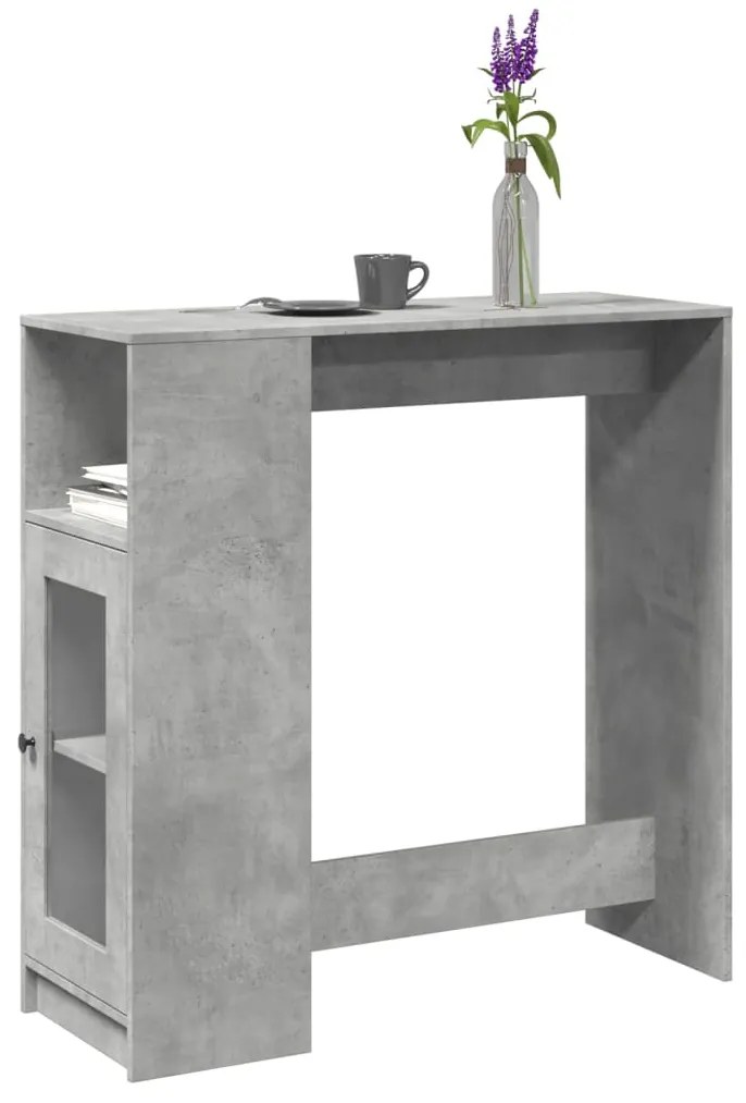 Τραπέζι Μπαρ με Ράφια Γκρι Σκυρ. 101x40x103,5 εκ Επεξεργ. Ξύλο